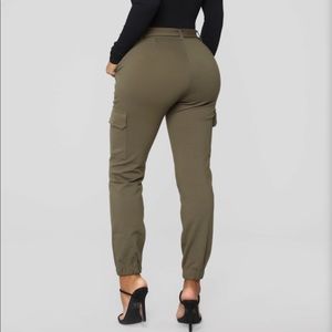 Fashion Nova Nadia Belted Joggers Olive XL